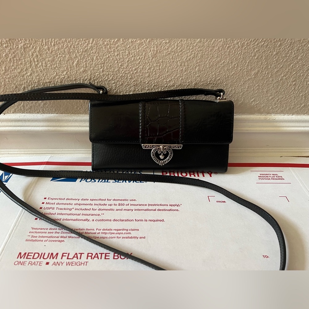 Brighton Crossbody Organizer Wallet Black Leather